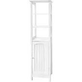 ML-Design Badezimmerschrank Weiß, 40x160x32cm, Badezimmer Hochschrank, Badschrank mit Tür, 3 offenen Fächern