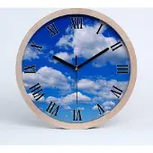 Tulup Holzuhr 30fi cm wanduhr - schwarze Spitzen - Wolken im Himmel