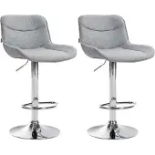 CLP 2er Set Barhocker Vonore Stoff chrom grau