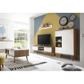 IMV Wohnzimmer Set Merle 250cm eiche riviera / weiß matt Wohnwand Couchtisch