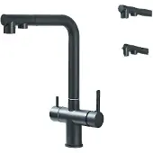 OEM Küchenarmatur, Dual-Handle, Ausziehbare Sprühfunktion, Schwarz