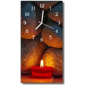 Tulup Glasuhr Wanduhr Küchenuhr Echt-Glas 30x60 Kerze Stein Mehrfarbig