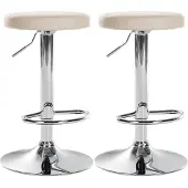 CLP 2er Set Barhocker Ponte Kunstleder höhenverstellbar und drehbar | Farbe creme Material Gestell Metall in Chromoptik