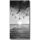 Tulup Glasuhr Wanduhr Küchenuhr Echt-Glas 30x60 Brücke Grau