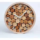 Tulup Holzuhr 30fi cm wanduhr - weiße Spitzen - Weinkorken