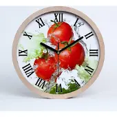 Tulup Holzuhr 20fi cm wanduhr - schwarze Spitzen - Tomaten und Salat