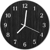 Tulup Glasuhr Wanduhr Küchenuhr Echt-Glas 30fi cm Holz schwarz