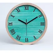 Tulup Holzuhr 20fi cm wanduhr - schwarze Spitzen - grüne Bretter