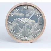 Tulup Holzuhr 30fi cm wanduhr - weiße Spitzen - Wolken