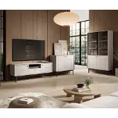 Lomadox Wohnzimmer Set inkl. Vitrinenschrank in kaschmir JANTAR-160, 3-teilig
