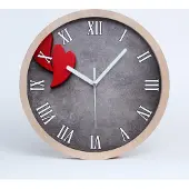 Tulup Holzuhr 20fi cm wanduhr - weiße Spitzen - rote Herzen