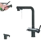 OEM Küchenarmatur, ausziehbare Brause, 360° Drehung, Matte Schwarz