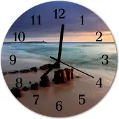 Tulup Glasuhr Wanduhr Küchenuhr Echt-Glas 30fi cm Strand Meer mehrfarbig