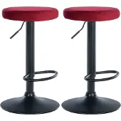 CLP 2er Set Barhocker Ponte Samt schwarz rot