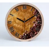 Tulup Holzuhr 30fi cm wanduhr - schwarze Spitzen - Kaffeebohnen