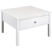 Inter Link Couchtisch - 70 x 70 cm - 1 Schublade - Weiß - Kiefernholz massiv