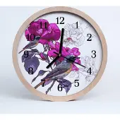 Tulup Holzuhr 30fi cm wanduhr - Vögel Tiere Blumen