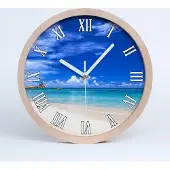 Tulup Holzuhr 30fi cm wanduhr - weiße Spitzen - tropischer Strand