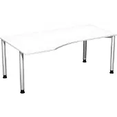 Geramöbel Schreibtisch links wei0/weißalu 4-Fuß Flex, BxT: 1800x800/1000mm