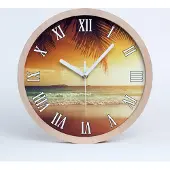 Tulup Holzuhr 30fi cm wanduhr - weiße Spitzen - tropischer Strand