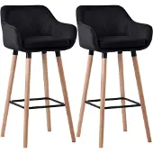 CLP 2er Set Barhocker Grant Samt schwarz