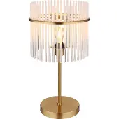 Globo Tischleuchte Metall goldfarben matt, Glasstäbe opal, klar verlaufend, Kabel PVC schwarz, Wippschalter am Kabel, ø: 300mm, H: 545mm, Kabellänge 1500mm, exkl. 1x E27 60W 230V