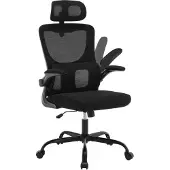 Woltu Bürostuhl ergonomisch, Schreibtischstuhl Netzstoff, höhenverstellbar : Schwarz Farbe: Schwarz