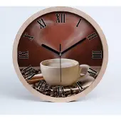 Tulup Holzuhr 30fi cm wanduhr - schwarze Spitzen - aromatischer Kaffee