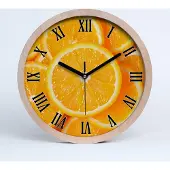 Tulup Holzuhr 25fi cm wanduhr - schwarze Spitzen - Orangenscheiben
