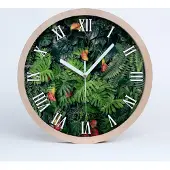 Tulup Holzuhr 25fi cm wanduhr - weiße Spitzen - exotische Dschungel