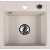 QLS Spülbecken 44x44 cm Granit mit automatischem Siphon Bella Beige 1-Becken 11182