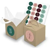 Itenga SET V43 Adventskalender Würfelbox mit Griff Braun + Zahlensticker Z14