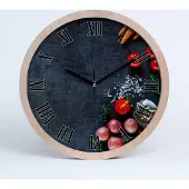 Tulup Holzuhr 30fi cm wanduhr - schwarze Spitzen - Wanduhr mit Zutaten