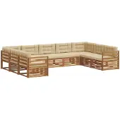 vidaXL Outdoor-Sofagarnitur 9 stk. Natur und Beige Massivholz Akazie