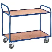 ROLLCART Tischwagen mit abgewinkeltem Schiebegriff und 2 Etagen im Buchendekor 990x590mm