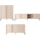 Meble Laski Wohnzimmer-Set Wohnwand Dast 3-teilig beige