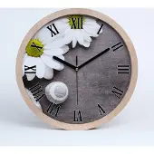 Tulup Holzuhr 25fi cm wanduhr - schwarze Spitzen - Gerbera