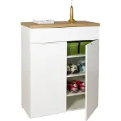 Die Möbelfundgrube Schuhschrank weiß hochglanz - Eiche Riviera 82 cm - MUNDI