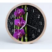 Tulup Holzuhr 30fi cm wanduhr - Orchidee Blumen