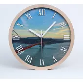 Tulup Holzuhr 25fi cm wanduhr - weiße Spitzen - Brücke sanrancisco