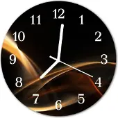 Tulup Glasuhr Wanduhr Küchenuhr Echt-Glas 30fi cm Abstrakte Linien gold schwarz