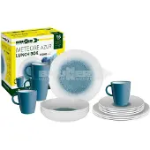 Brunner Geschirrset Meteore Azur 16-Tlg. Weiß/Blau