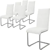ML-Design 6er Set Esszimmerstuhl mit Rückenlehne, Weiß, aus Kunstleder
