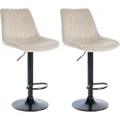CLP 2er Set Barhocker Toni Samt schwarz creme