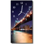 Tulup Glasuhr Wanduhr Küchenuhr Echt-Glas 30x60 Brücke Mehrfarbig