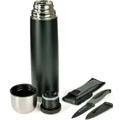 Gräwe Isolierflasche 1 Liter schwarz, Drehverschluss inkl. passendem Messer