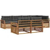 vidaXL Outdoor-Sofagarnitur 7 stk. Natur und Anthrazit