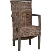 MiaMöbel Rattan Armlehnstuhl 'Larissa' grau Massivholz, Rattan Mango