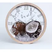 Tulup Holzuhr 20fi cm wanduhr - weiße Spitzen - und Kokoswasser