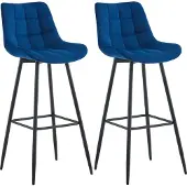 CLP 2er Set Barhocker Dartford blau Material Samt